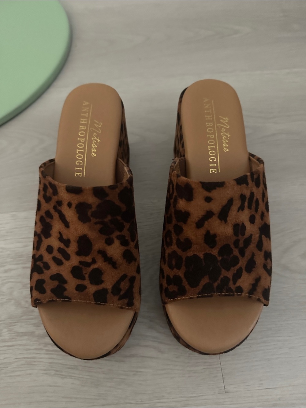 Anthropologie Matisse Leopard Print Slide Mules - Brown/Black